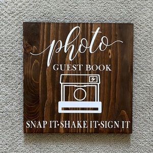Wedding photo guest book wooden sign.